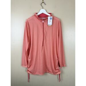 UV Skinz UPF 50+ Sunwear Orange Long Sleeve 1/3 Zip Mock Neck Pullover 3XL NWT